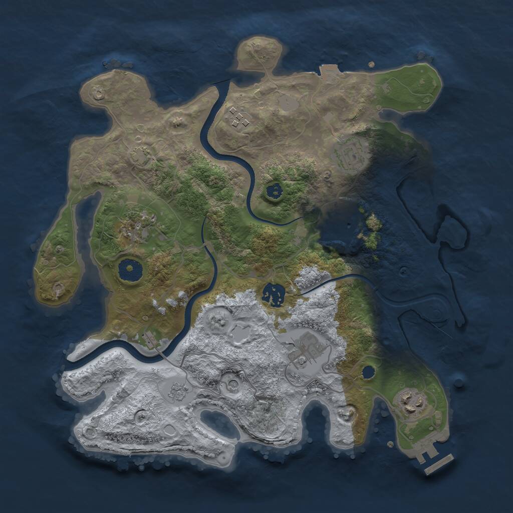Rust Map: Procedural Map, Size: 3250, Seed: 3600324, 12 Monuments