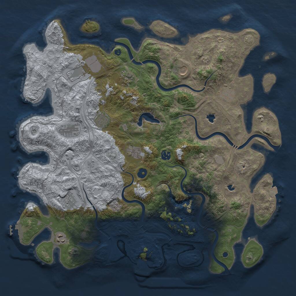 Rust Map: Procedural Map, Size: 4500, Seed: 1004142989, 17 Monuments