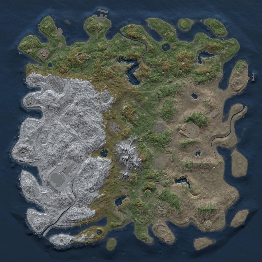 Rust Map: Procedural Map, Size: 5000, Seed: 52055, 16 Monuments