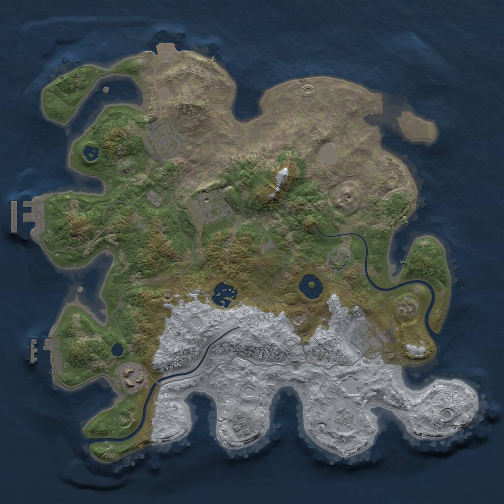 Rust Map: Procedural Map, Size: 3200, Seed: 3802965, 12 Monuments