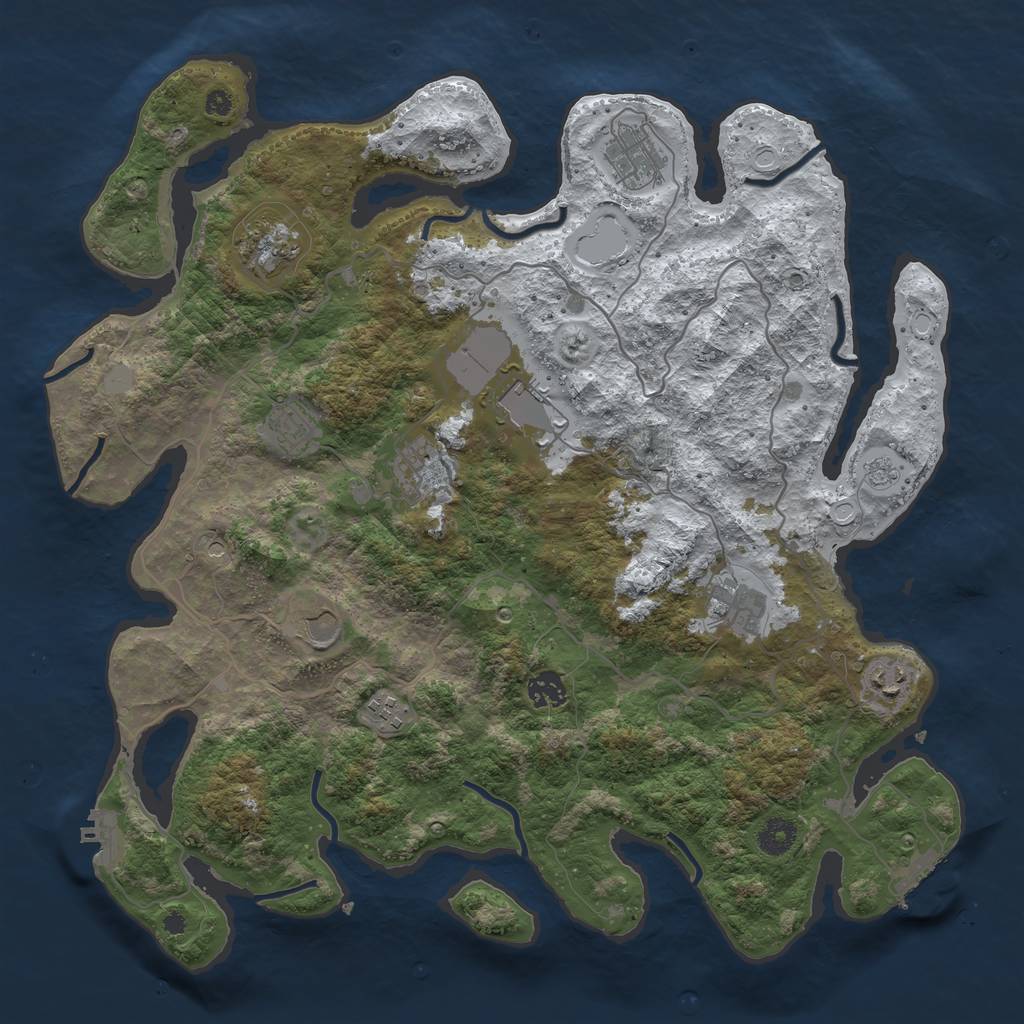 Rust Map: Procedural Map, Size: 4000, Seed: 718823, 19 Monuments