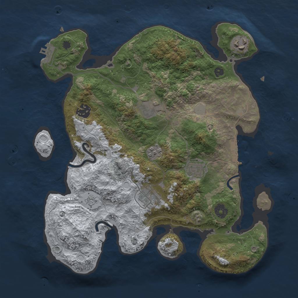 Rust Map: Procedural Map, Size: 3200, Seed: 1491277, 14 Monuments