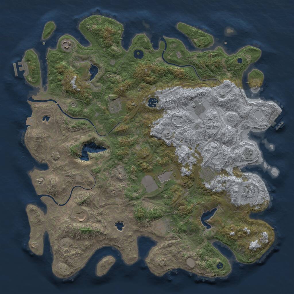 Rust Map: Procedural Map, Size: 4500, Seed: 54825757, 16 Monuments