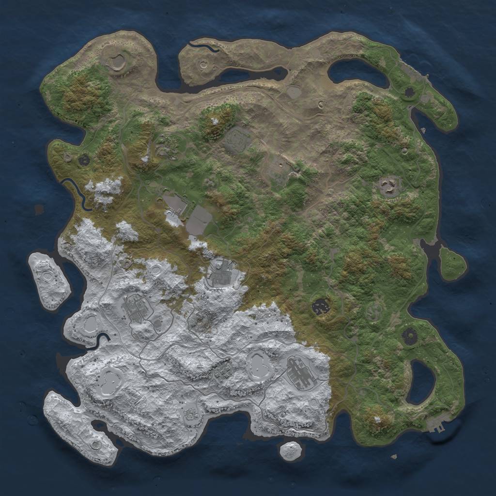 Rust Map: Procedural Map, Size: 4500, Seed: 2636333, 20 Monuments