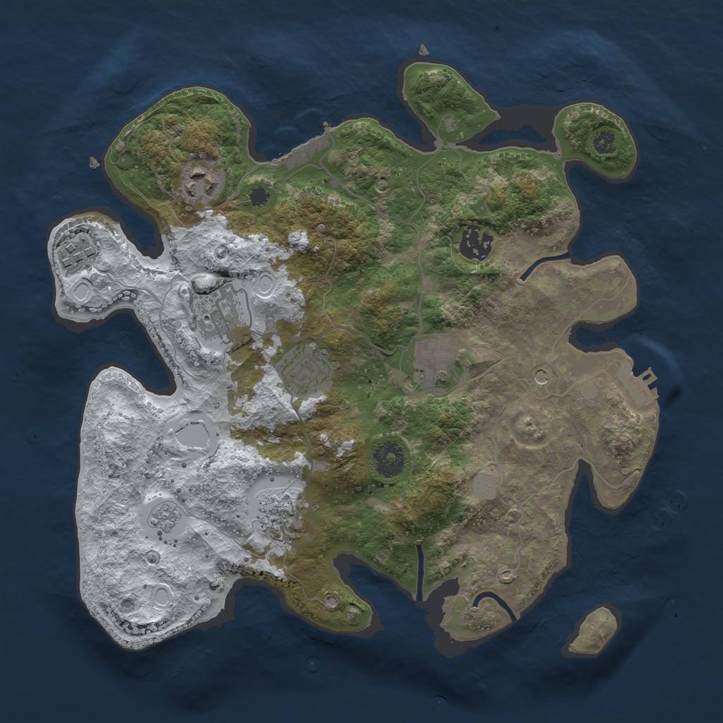 Rust Map: Procedural Map, Size: 3200, Seed: 5739375, 16 Monuments