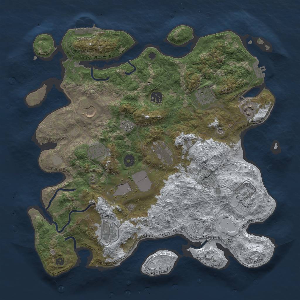Rust Map: Procedural Map, Size: 3750, Seed: 1480473338, 19 Monuments