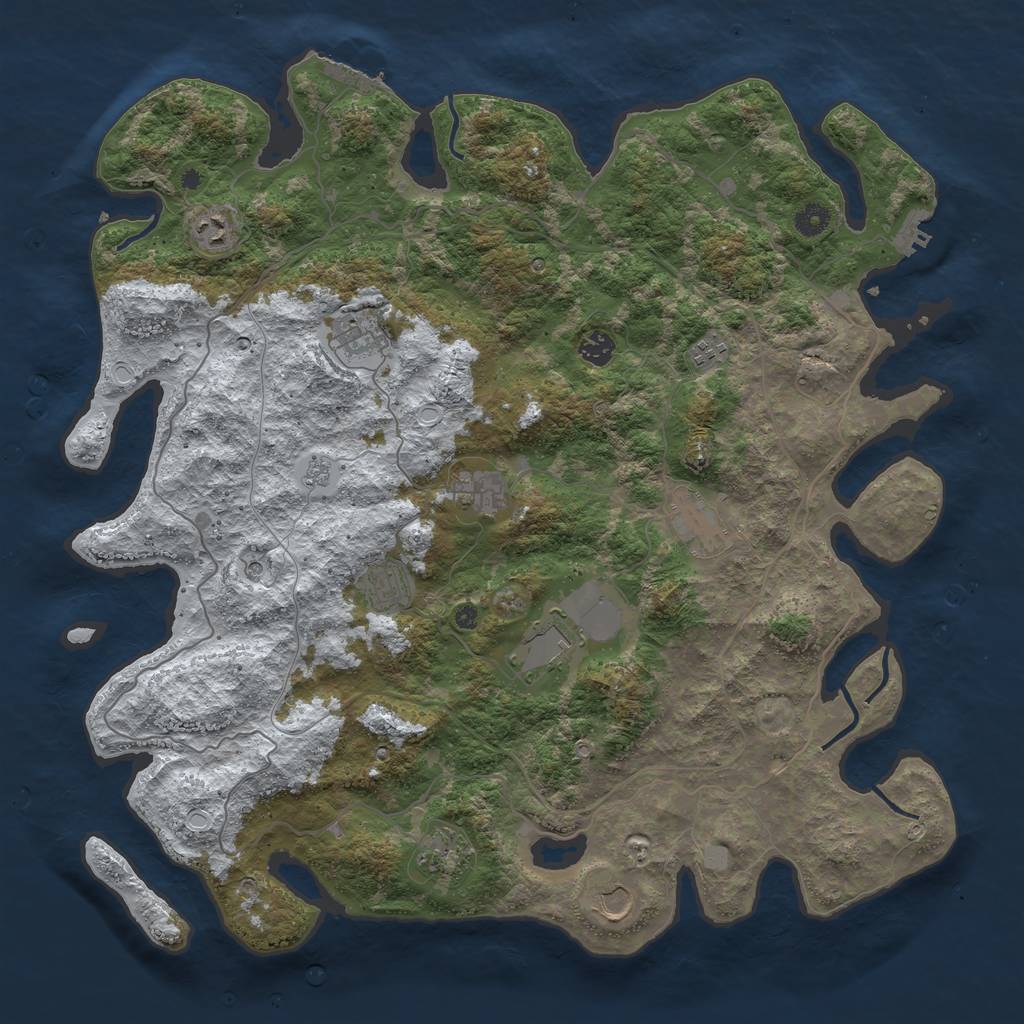 Rust Map: Procedural Map, Size: 4499, Seed: 420666, 19 Monuments