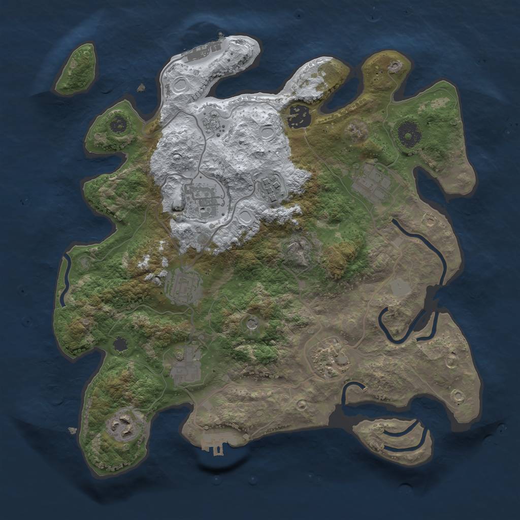 Rust Map: Procedural Map, Size: 3200, Seed: 4410513, 17 Monuments
