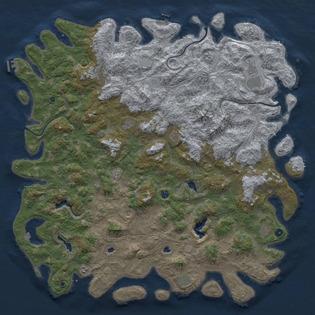 Rust Map: Procedural Map, Size: 6000, Seed: 1917794011, 17 Monuments