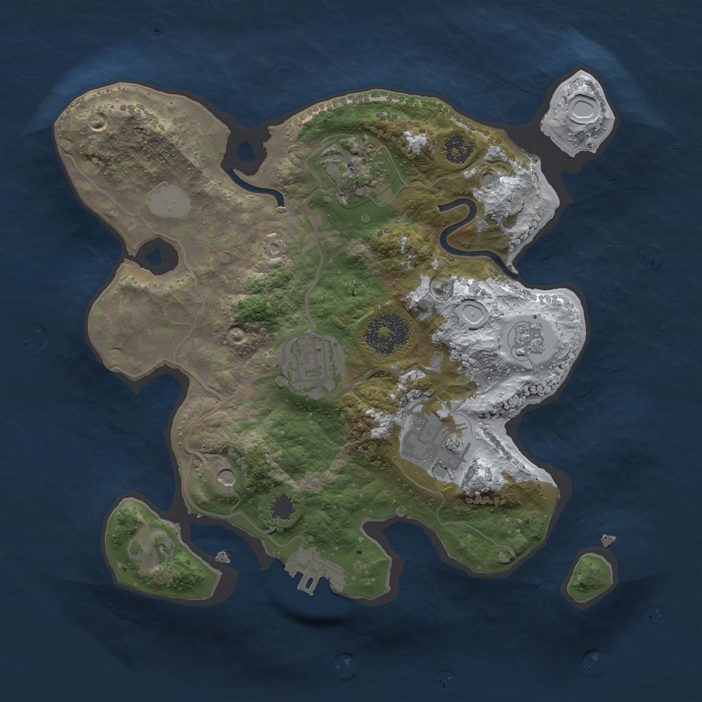 Rust Map: Procedural Map, Size: 2500, Seed: 42500945, 11 Monuments