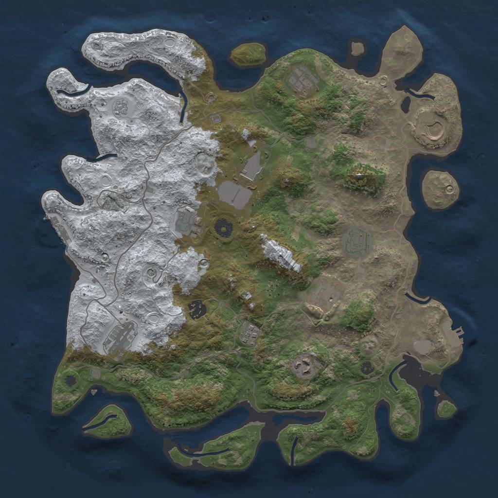Rust Map: Procedural Map, Size: 4000, Seed: 7325, 19 Monuments