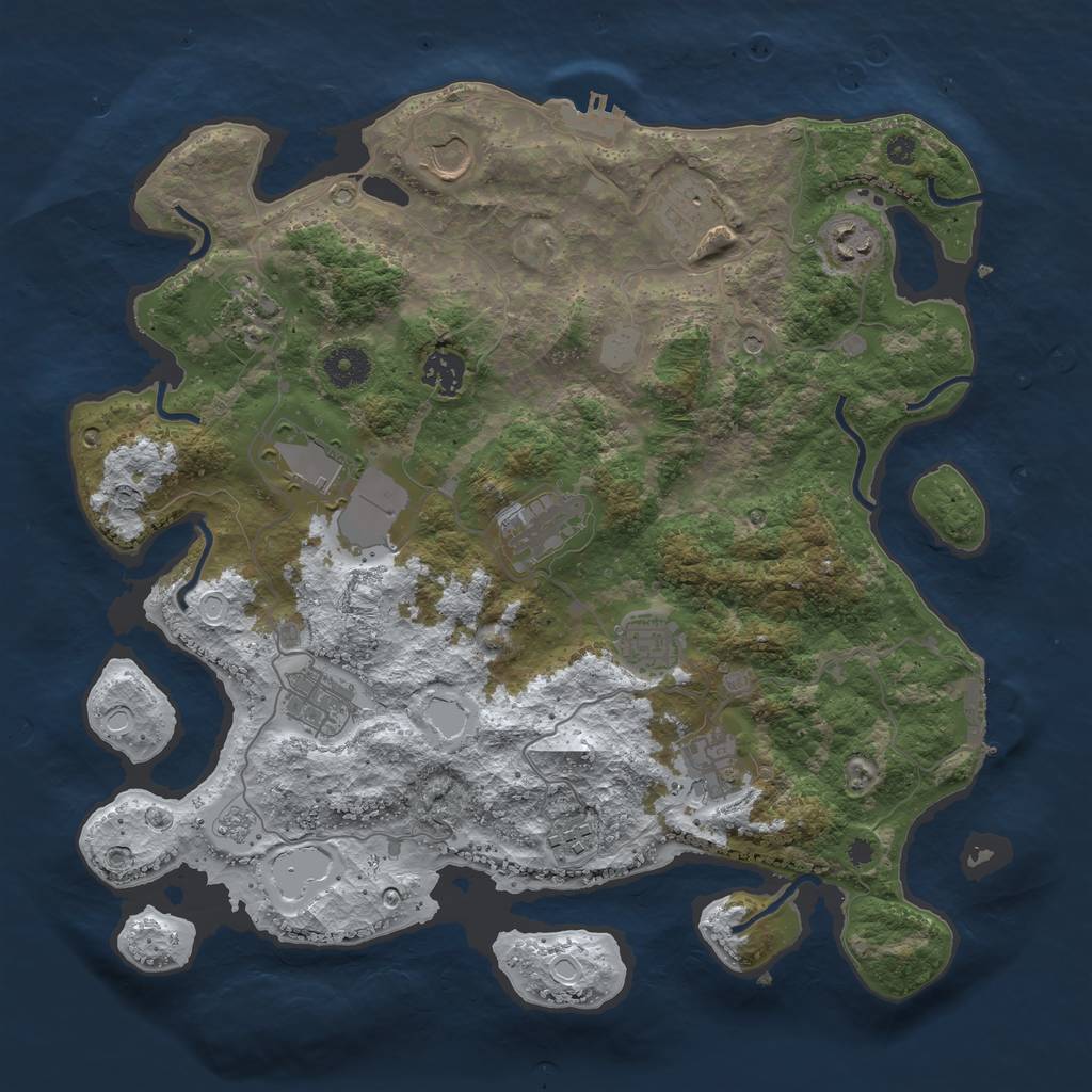 Rust Map: Procedural Map, Size: 3750, Seed: 332799654, 20 Monuments