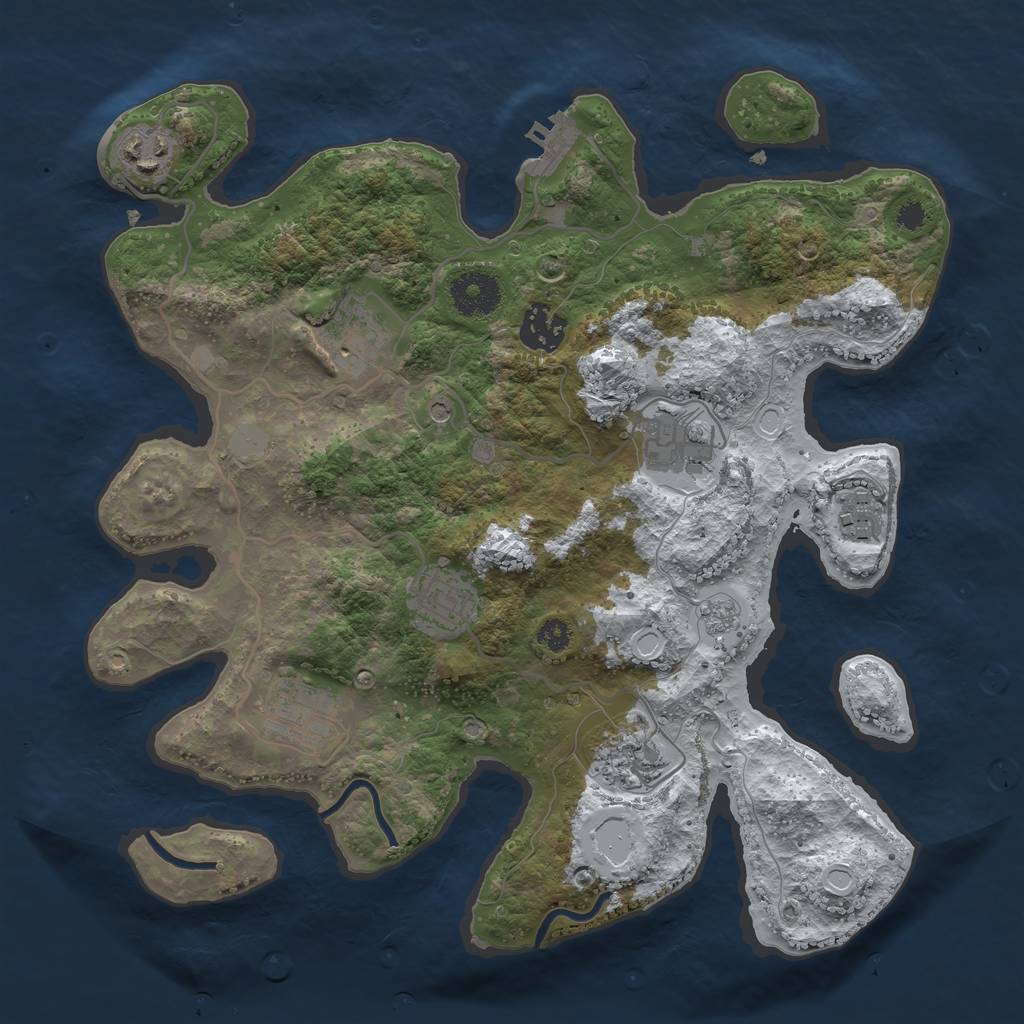 Rust Map: Procedural Map, Size: 3250, Seed: 1316, 16 Monuments
