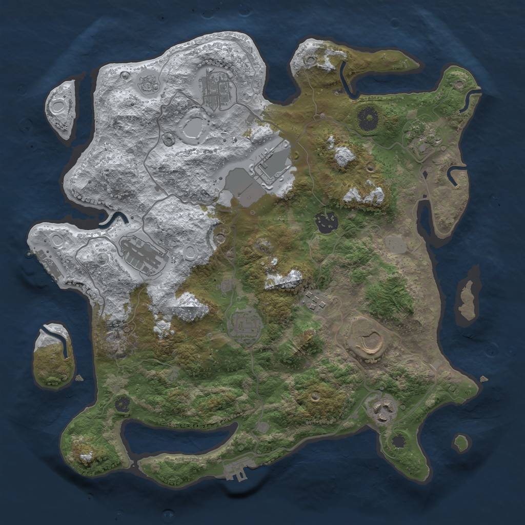 Rust Map: Procedural Map, Size: 3500, Seed: 510434178, 18 Monuments