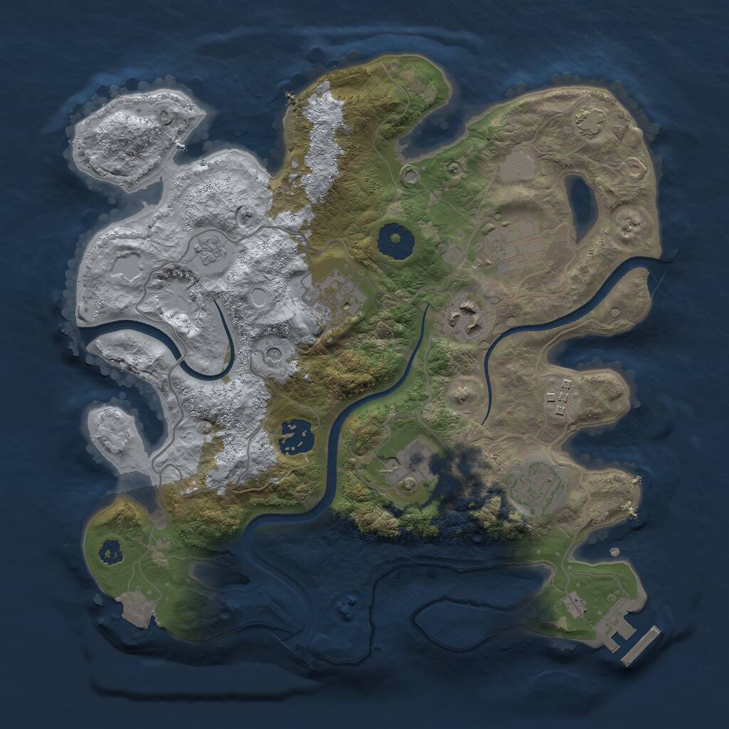 Rust Map: Procedural Map, Size: 3000, Seed: 13819, 12 Monuments