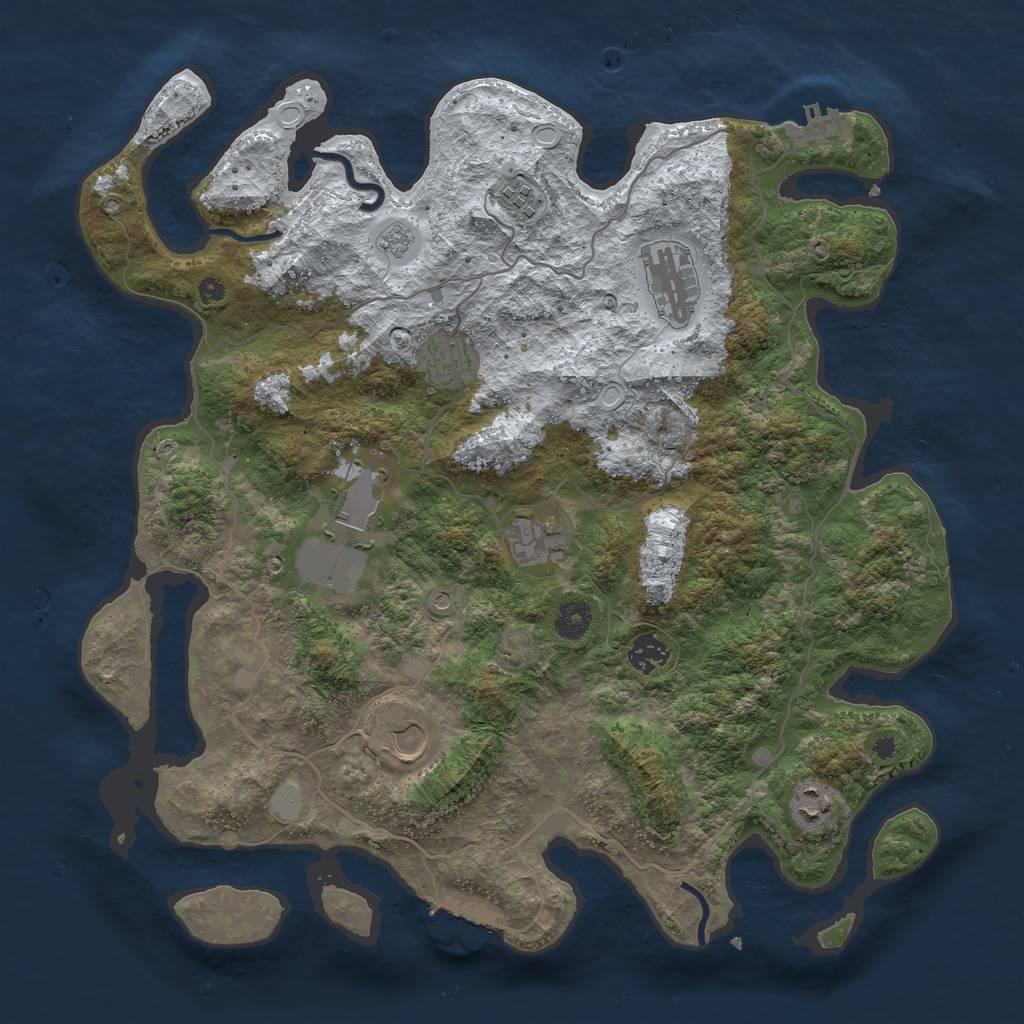 Rust Map: Procedural Map, Size: 4000, Seed: 554515823, 17 Monuments