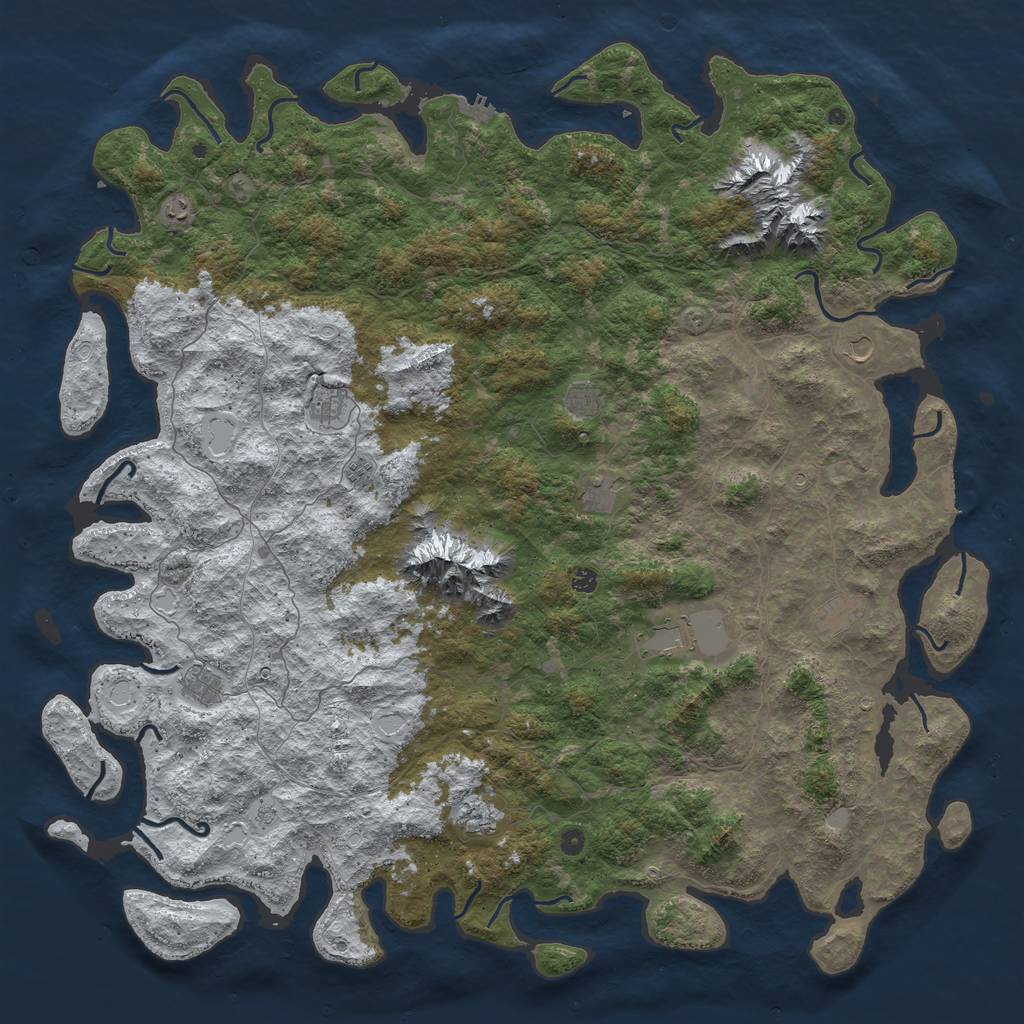 Rust Map: Procedural Map, Size: 6000, Seed: 463038, 20 Monuments