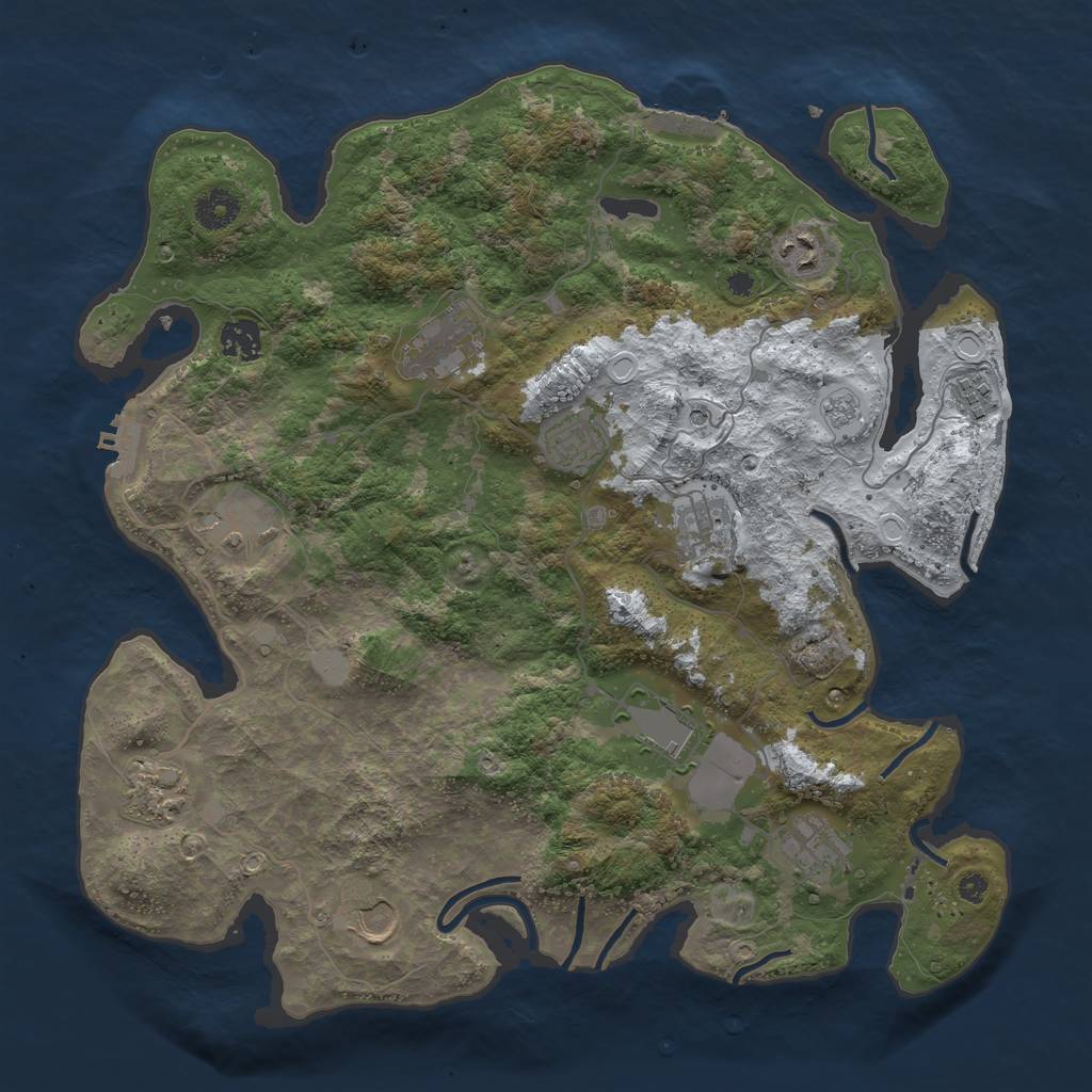 Rust Map: Procedural Map, Size: 3850, Seed: 1945003567, 20 Monuments