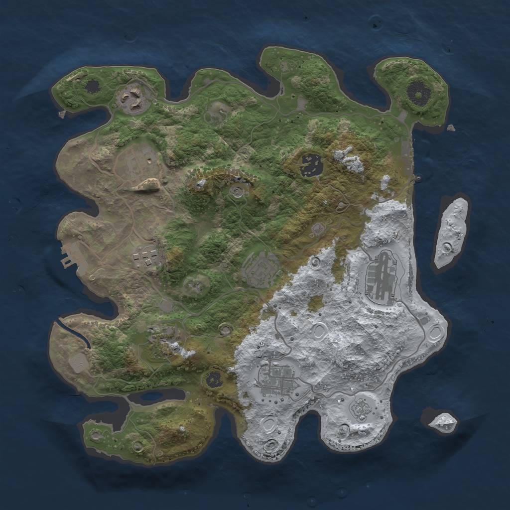 Rust Map: Procedural Map, Size: 3200, Seed: 2505071, 17 Monuments