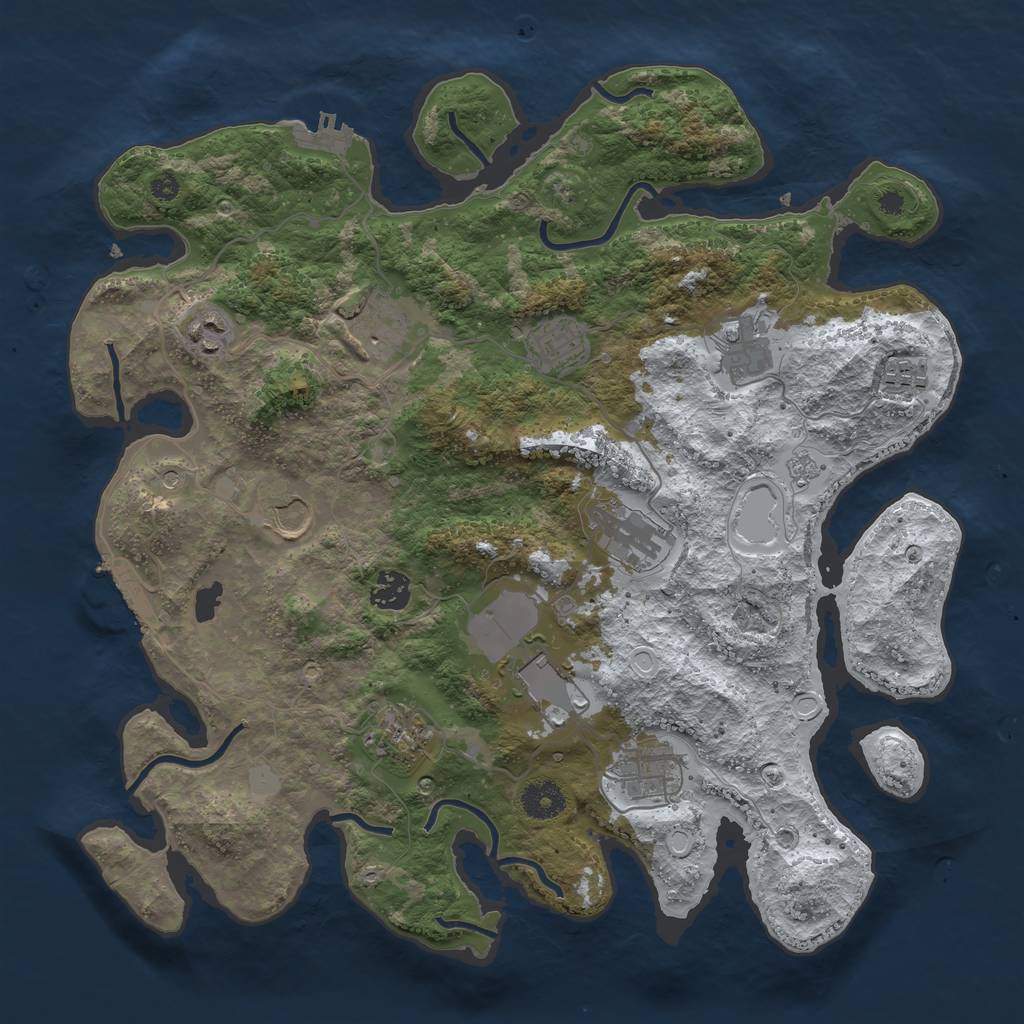 Rust Map: Procedural Map, Size: 3750, Seed: 1416077193, 20 Monuments