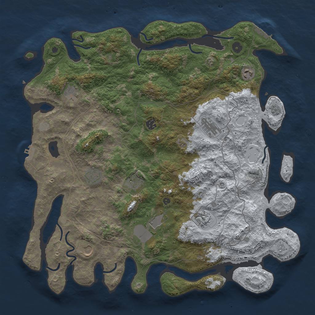 Rust Map: Procedural Map, Size: 4500, Seed: 1618036942, 19 Monuments