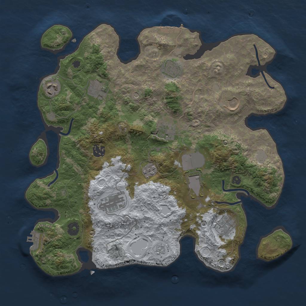 Rust Map: Procedural Map, Size: 3500, Seed: 486862, 19 Monuments