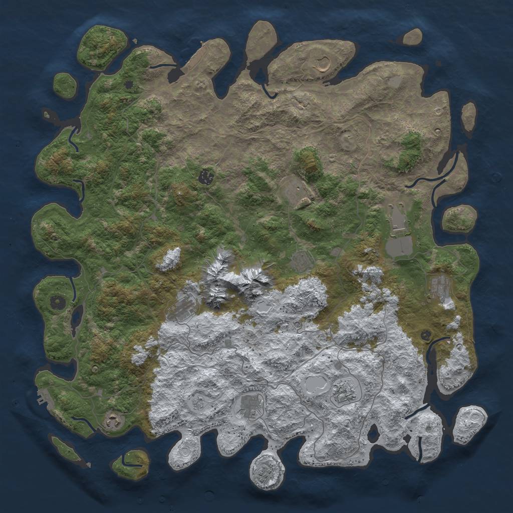 Rust Map: Procedural Map, Size: 5000, Seed: 321456, 20 Monuments