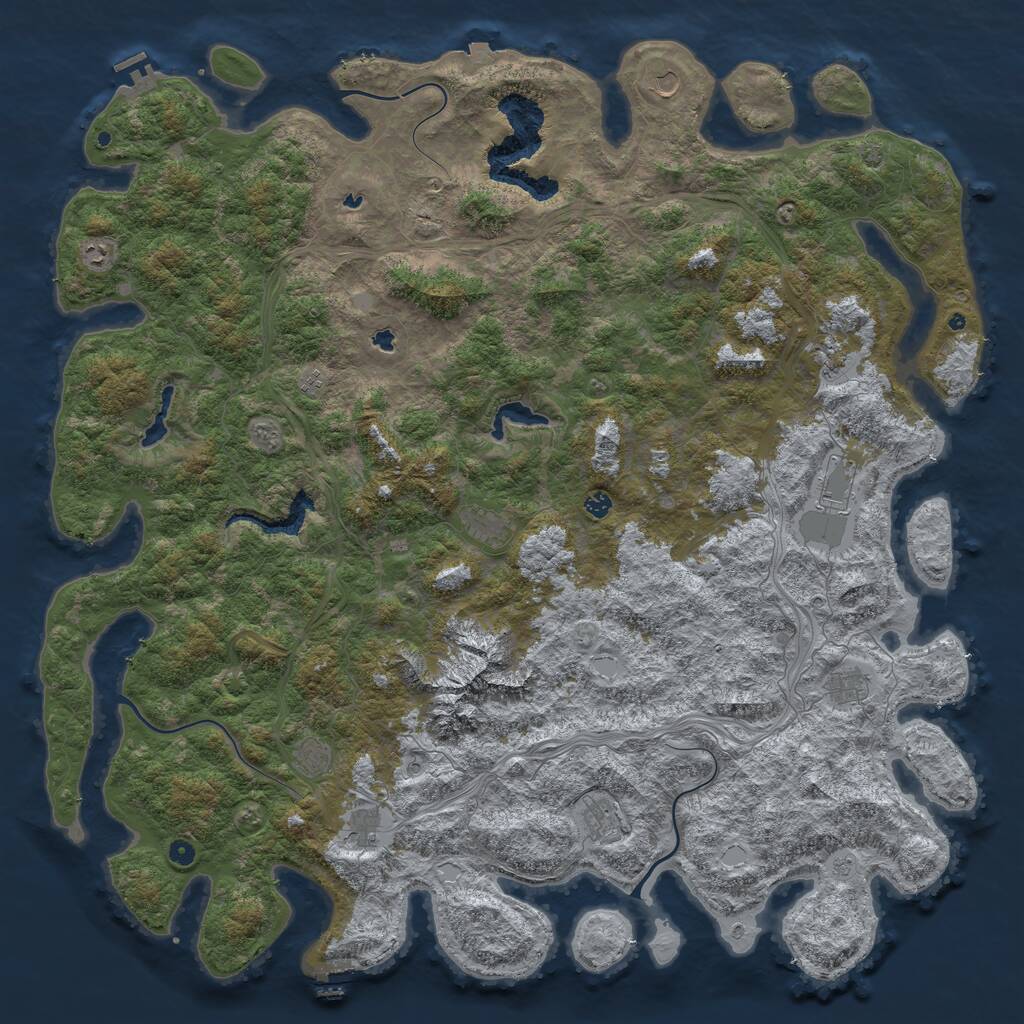 Rust Map: Procedural Map, Size: 6000, Seed: 319179, 17 Monuments