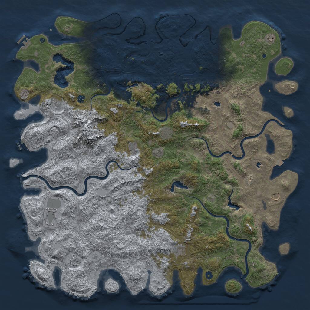 Rust Map: Procedural Map, Size: 6000, Seed: 803153, 17 Monuments