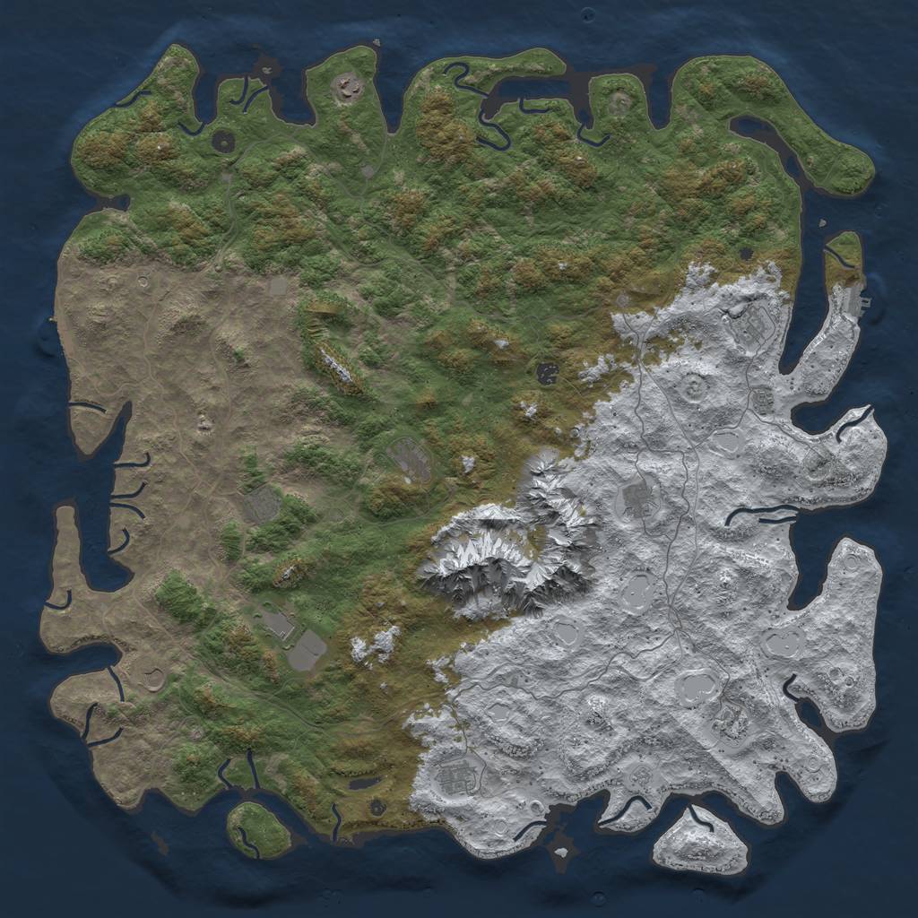 Rust Map: Procedural Map, Size: 6000, Seed: 800127, 20 Monuments