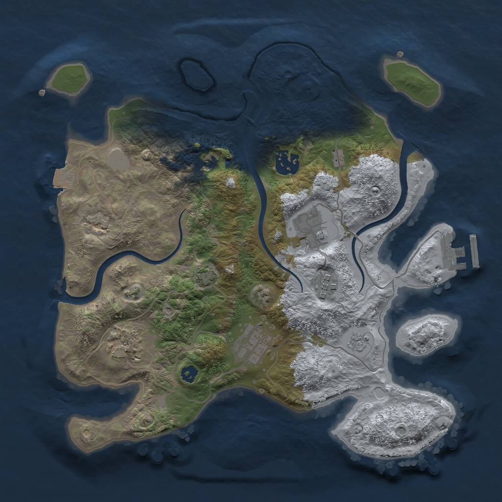 Rust Map: Procedural Map, Size: 3000, Seed: 1061117185, 10 Monuments