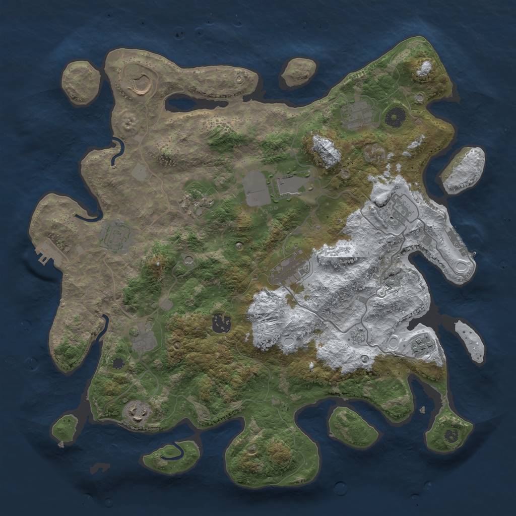 Rust Map: Procedural Map, Size: 3850, Seed: 105952908, 20 Monuments