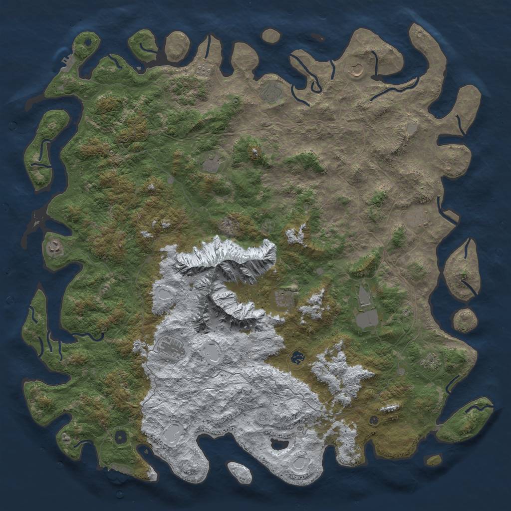 Rust Map: Procedural Map, Size: 6000, Seed: 154030, 20 Monuments