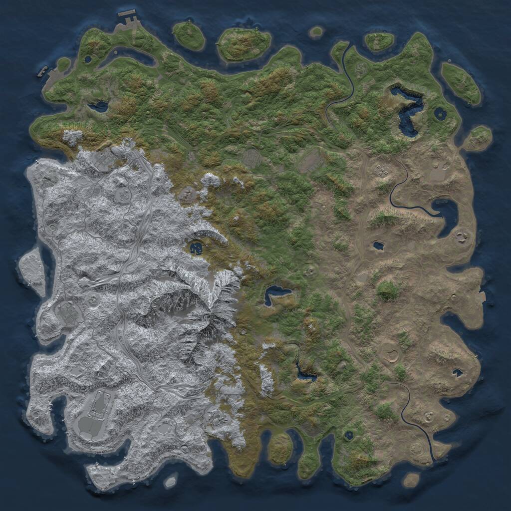 Rust Map: Procedural Map, Size: 6000, Seed: 955597, 17 Monuments