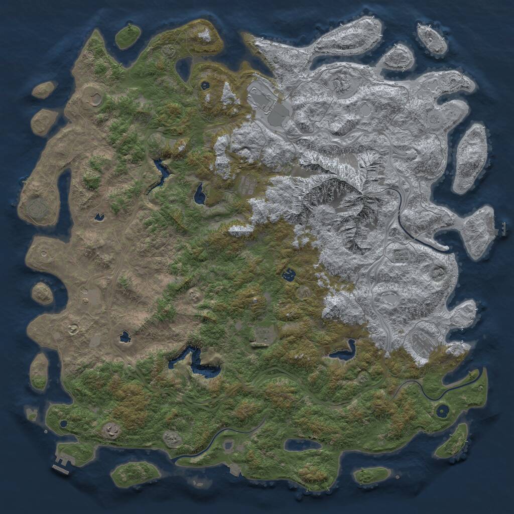 Rust Map: Procedural Map, Size: 6000, Seed: 673801, 17 Monuments