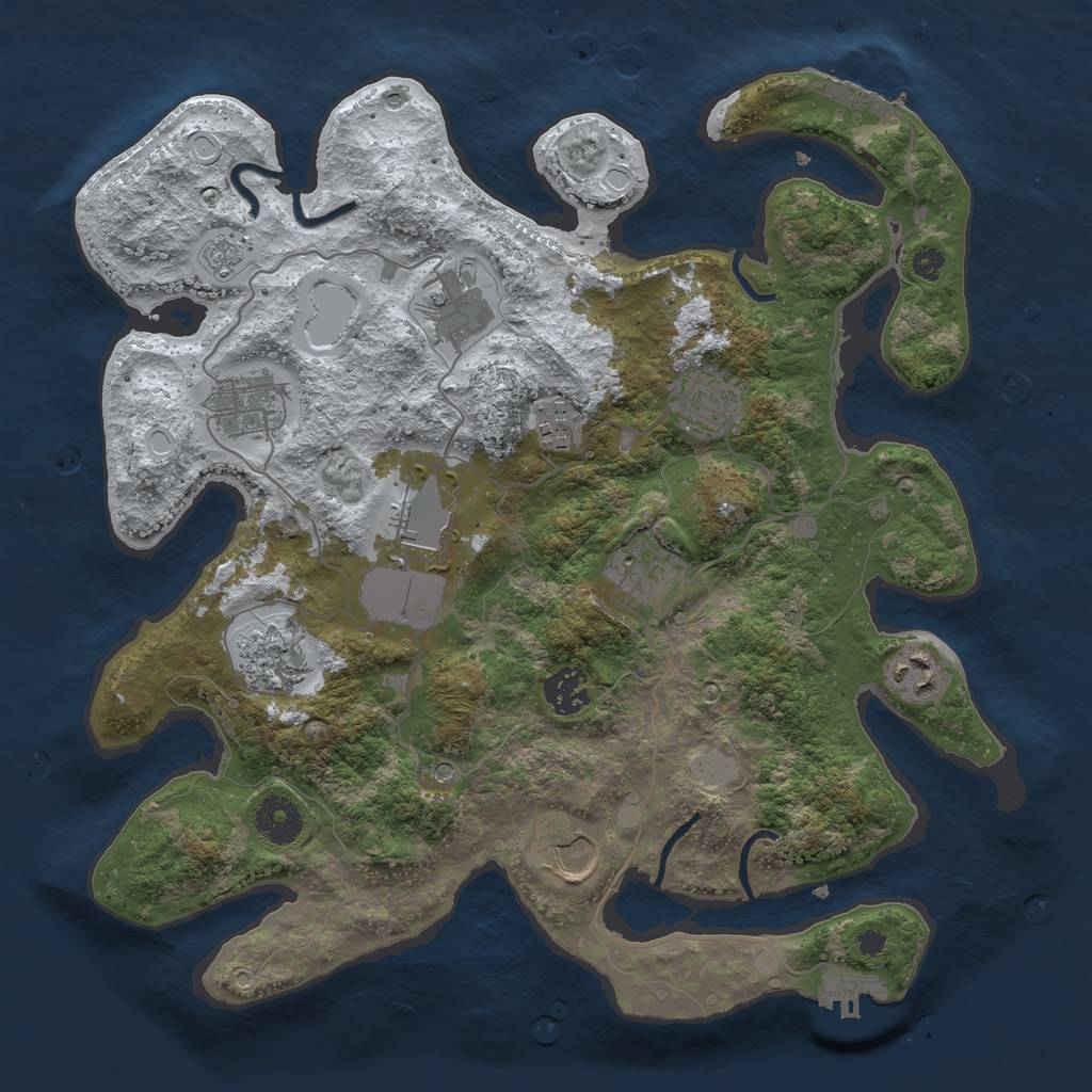 Rust Map: Procedural Map, Size: 3500, Seed: 969928, 19 Monuments