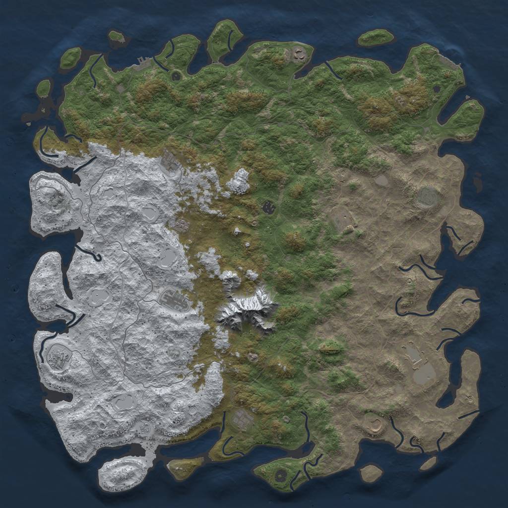 Rust Map: Procedural Map, Size: 6000, Seed: 512291, 20 Monuments