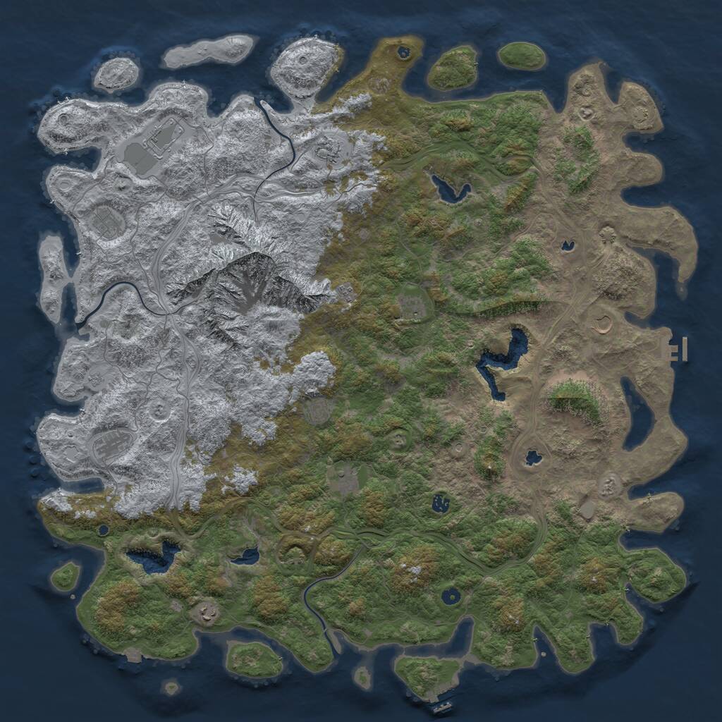 Rust Map: Procedural Map, Size: 6000, Seed: 230040, 17 Monuments