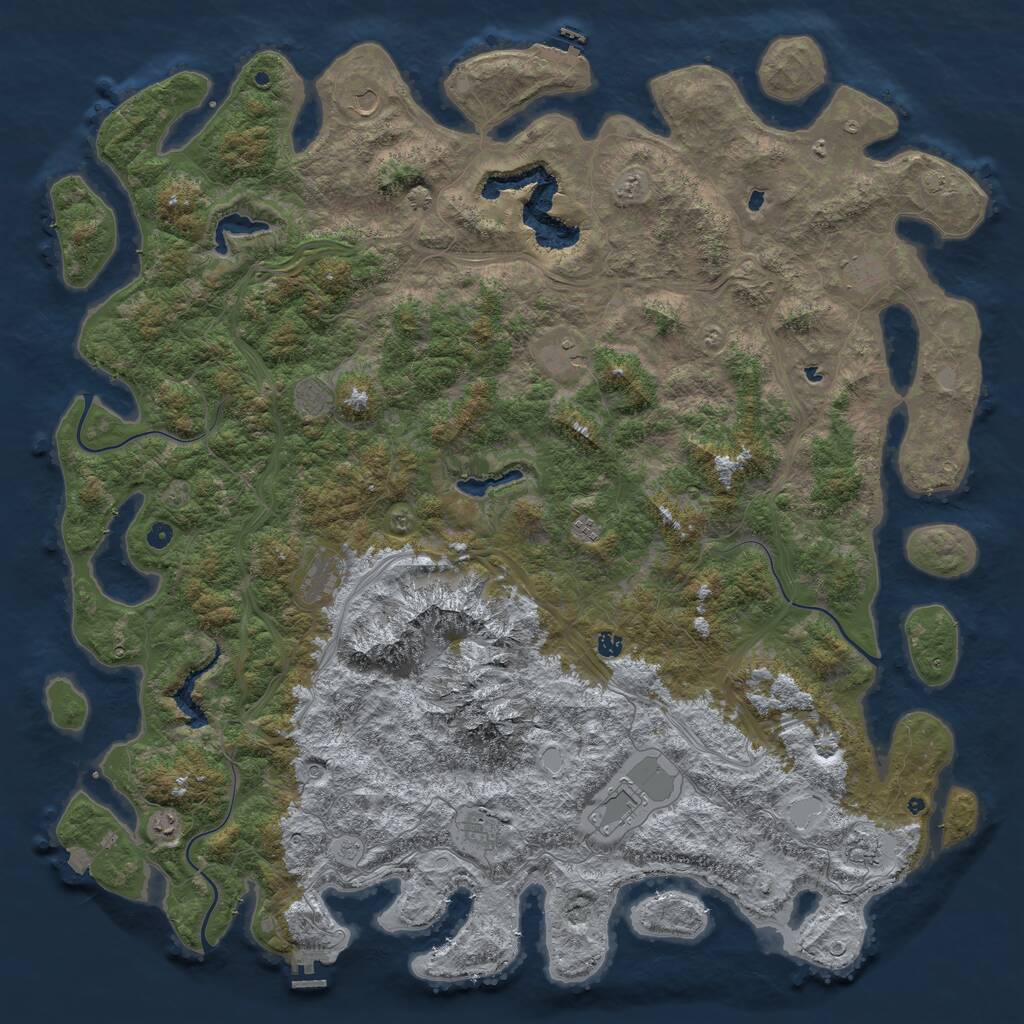 Rust Map: Procedural Map, Size: 6000, Seed: 358151, 17 Monuments