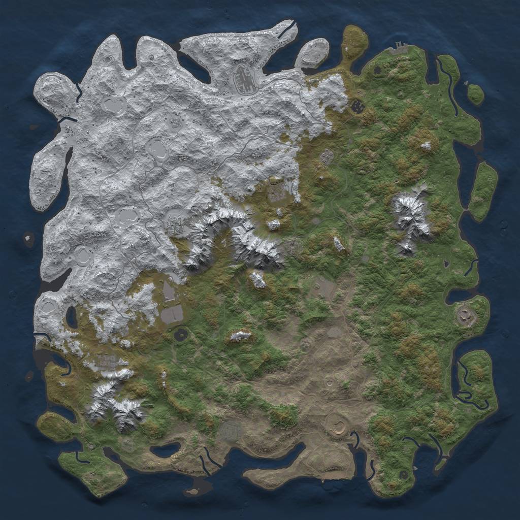 Rust Map: Procedural Map, Size: 6000, Seed: 837716, 20 Monuments