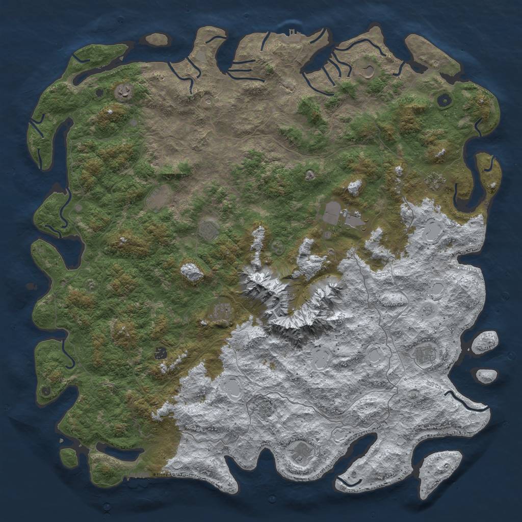 Rust Map: Procedural Map, Size: 6000, Seed: 365797, 20 Monuments