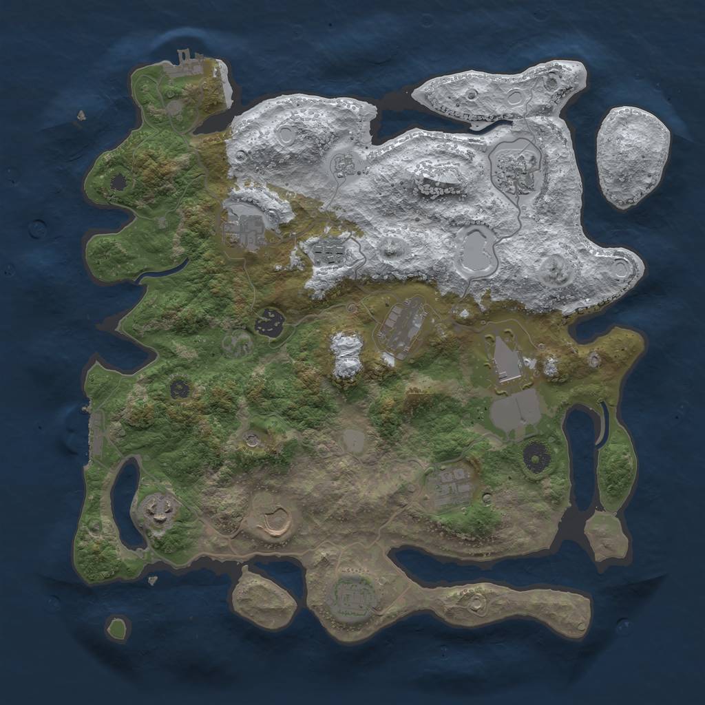 Rust Map: Procedural Map, Size: 3700, Seed: 327954, 19 Monuments