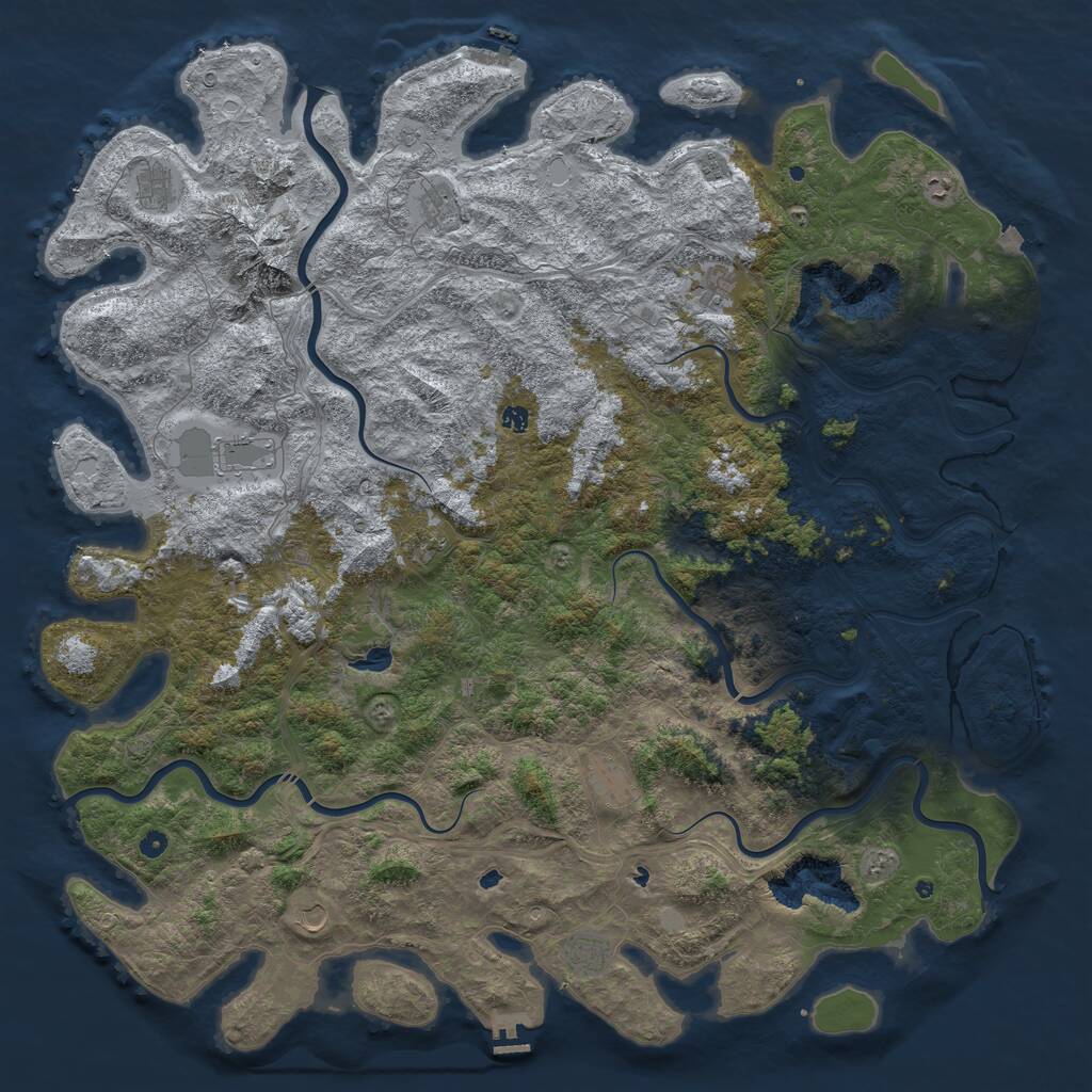 Rust Map: Procedural Map, Size: 6000, Seed: 758154, 17 Monuments