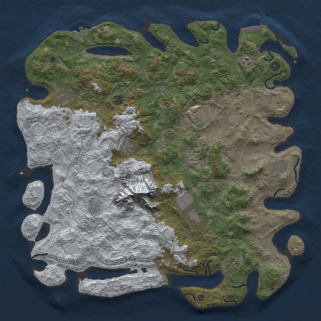 Rust Map: Procedural Map, Size: 5000, Seed: 57, 20 Monuments