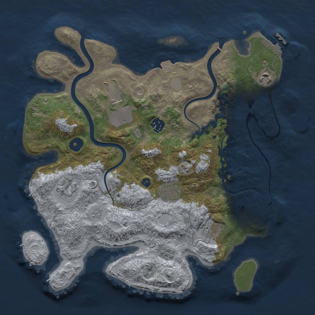 Rust Map: Procedural Map, Size: 3500, Seed: 1077847743, 13 Monuments