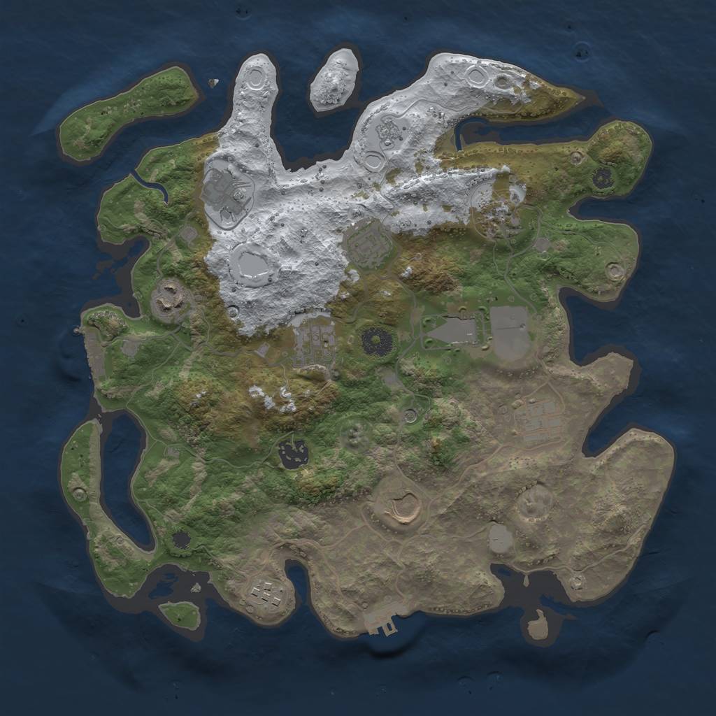 Rust Map: Procedural Map, Size: 3500, Seed: 1285567, 19 Monuments