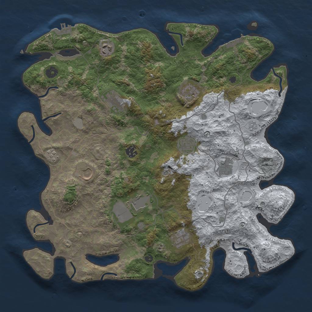 Rust Map: Procedural Map, Size: 4000, Seed: 4812648, 19 Monuments
