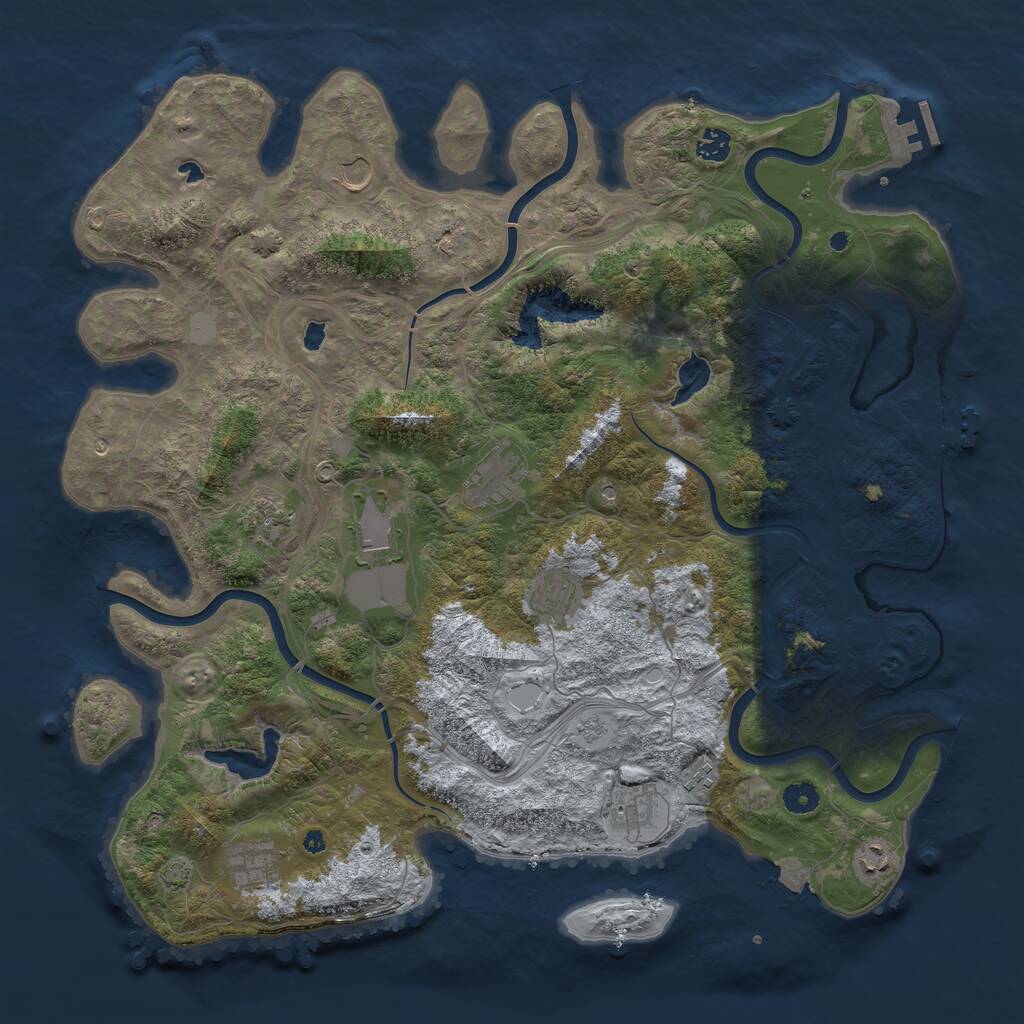 Rust Map: Procedural Map, Size: 4500, Seed: 4212950, 16 Monuments