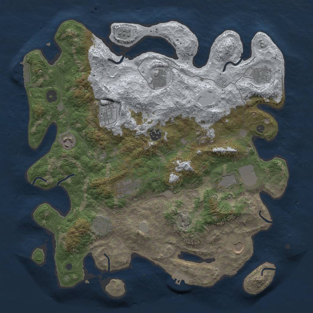 Rust Map: Procedural Map, Size: 3950, Seed: 18457421, 20 Monuments