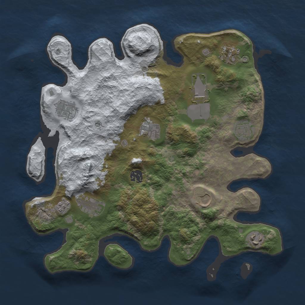 Rust Map: Barren, Size: 3500, Seed: 32198277, 13 Monuments